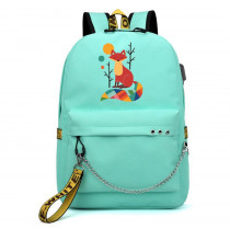 Рюкзак с Лисой (FOX) бирюзовый с цепью №1