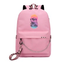 Рюкзак Капибара (Capybara) розовый с цепью №1