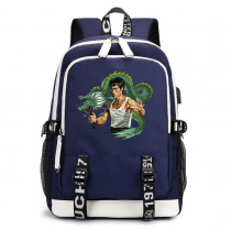 Рюкзак Брюс Ли (Bruce Lee) синий с USB-портом №1