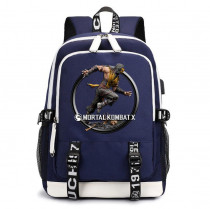 Рюкзак Мортал комбат (Mortal Kombat) синий с USB-портом №4