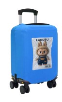 Чехол на чемодан L - Лабубу (Labubu) синий №1