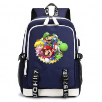 Рюкзак герои Марио (Mario) синий с USB-портом №6