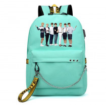 Рюкзак BTS бирюзовый с цепью №4