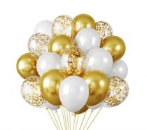 Набор воздушных шаров с блестками (30шт белое золото)