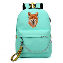 Рюкзак с Лисой (FOX) бирюзовый с цепью №2