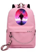 Рюкзак Смерть - Кот в сапогах (Puss in Boots) розовый с цепью №1