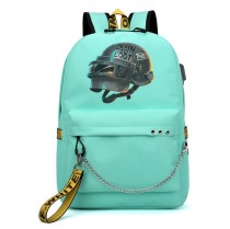 Рюкзак Шлем ПАБГ (Pubg) бирюзовый с цепью №6