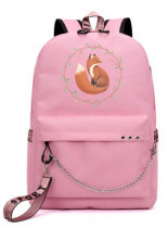 Рюкзак с Лисой (FOX) розовый с цепью №3