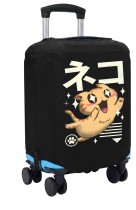Чехол на чемодан M - Котик (Kawaii) черный №2