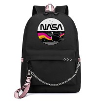 Рюкзак с эмблемой Наса (NASA) черный с цепью №2
