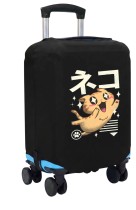 Чехол на чемодан L - Котик (Kawaii) черный №2
