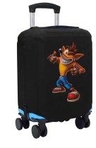 Чехол на чемодан M - Крэш Бандикут (Crash Bandicoot) черный №1