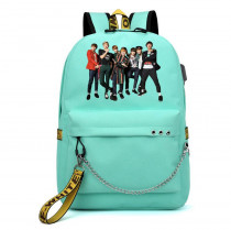 Рюкзак BTS бирюзовый с цепью №6
