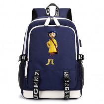 Рюкзак Коралина в дождевике (Coraline) синий с USB-портом №2