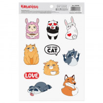 Наклейки бумажные «Весёлые зверята», 14 - 21 см