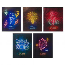 Тетрадь 48 листов клетка "Неон", УФ-лак, белизна 95%, обложка мелованный картон, микс