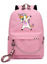 Рюкзак с Единорогом (Unicorn) розовый с цепью №3