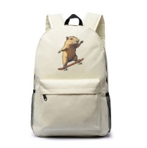 Рюкзак Капибара на скейте (Capybara) белый №2