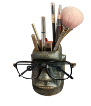 Органайзер каменная голова Моаи для канцелярии (бронзовая)