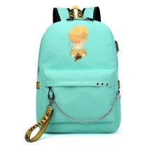 Рюкзак Зеницу Агацума (Demon slayer) бирюзовый с цепью №5