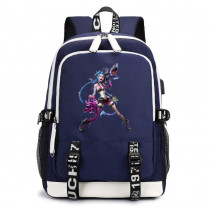 Рюкзак Джинкс Аркейн (League of Legends) синий с USB-портом №2