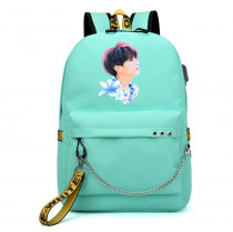 Рюкзак K-POP бирюзовый с цепью №1