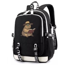 Рюкзак Капибара с книжкой (Capybara) черный с USB-портом №3