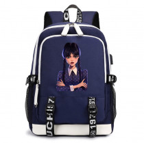 Рюкзак Уэнсдей  (Wednesday) синий с USB-портом №1