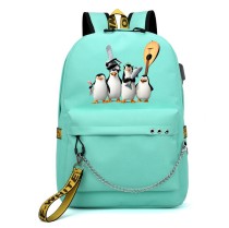 Рюкзак Пингвины из Мадагаскара (Madagascar) бирюзовый с цепью №1