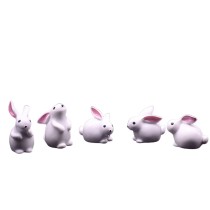 Набор фигурок 5 белых зайчат - Белый кролик (6 см.)