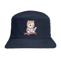 Панама Котик сидит на Скейте (Skate) синяя №2