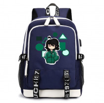 Рюкзак Игра в кальмара синий с USB-портом №4