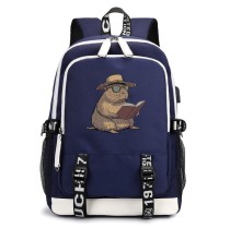 Рюкзак Капибара с книжкой (Capybara) синий с USB-портом №3