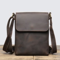Мужская кожаная сумка на плечо (коричневая)
