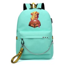 Рюкзак Кёджуро Ренгоку (Demon slayer) бирюзовый с цепью №6