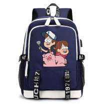Рюкзак персонажи Гравити Фолз синий с USB-портом №2