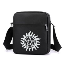 Сумка через плечо белая Пентаграмма (Сверхъестественное - Supernaturals) черная №1