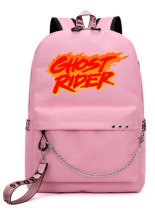 Рюкзак Призрачный гонщик (Ghost Rider) розовый с цепью №1