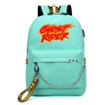 Рюкзак Призрачный гонщик (Ghost Rider) бирюзовый с цепью №1