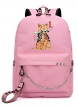 Рюкзак с Котиком розовый с цепью №2