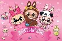 Плакат для дня рождения (Лабубу) 150x100см