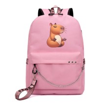 Рюкзак Капибара медитирует (Capybara) розовый с цепью №4