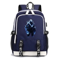 Рюкзак призрачный Медведь (Solo Leveling) синий с USB-портом №3