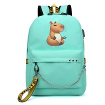 Рюкзак Капибара медитирует (Capybara) бирюзовый с цепью №4