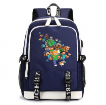 Рюкзак Майнкрафт (Minecraft) синий с USB-портом №1