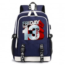 Рюкзак Пятница 13 (Friday The 13th) синий с USB-портом №2