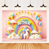 Плакат для дня рождения - Единороги 150х100см