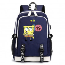 Рюкзак Губка Боб и Гэри (Sponge Bob) синий с USB-портом №5