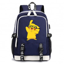 Рюкзак Пикачу в очках (Pokemon) синий с USB-портом №7