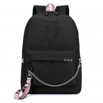 Рюкзак с Котиком черный с цепью №4